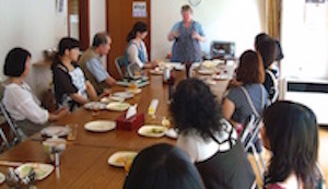 Karen taking a cooking class